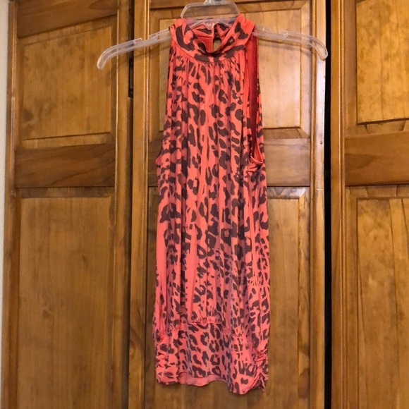 Chime Orange Leopard Mock Neck Tank Top Small - Picture 1 of 4